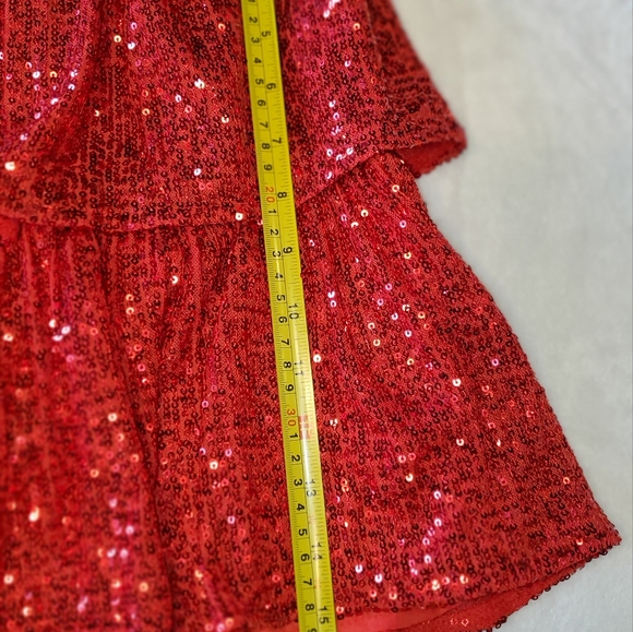 Cat & Jack Girl's Red Sequin Skirt, Tutu style ruffled skirt, XL size 14 - Picture 5 of 6